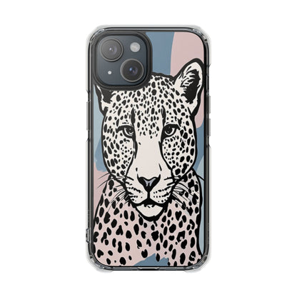 Clear Magnetic Phone Case — Leopard Art Protective Impact Cover