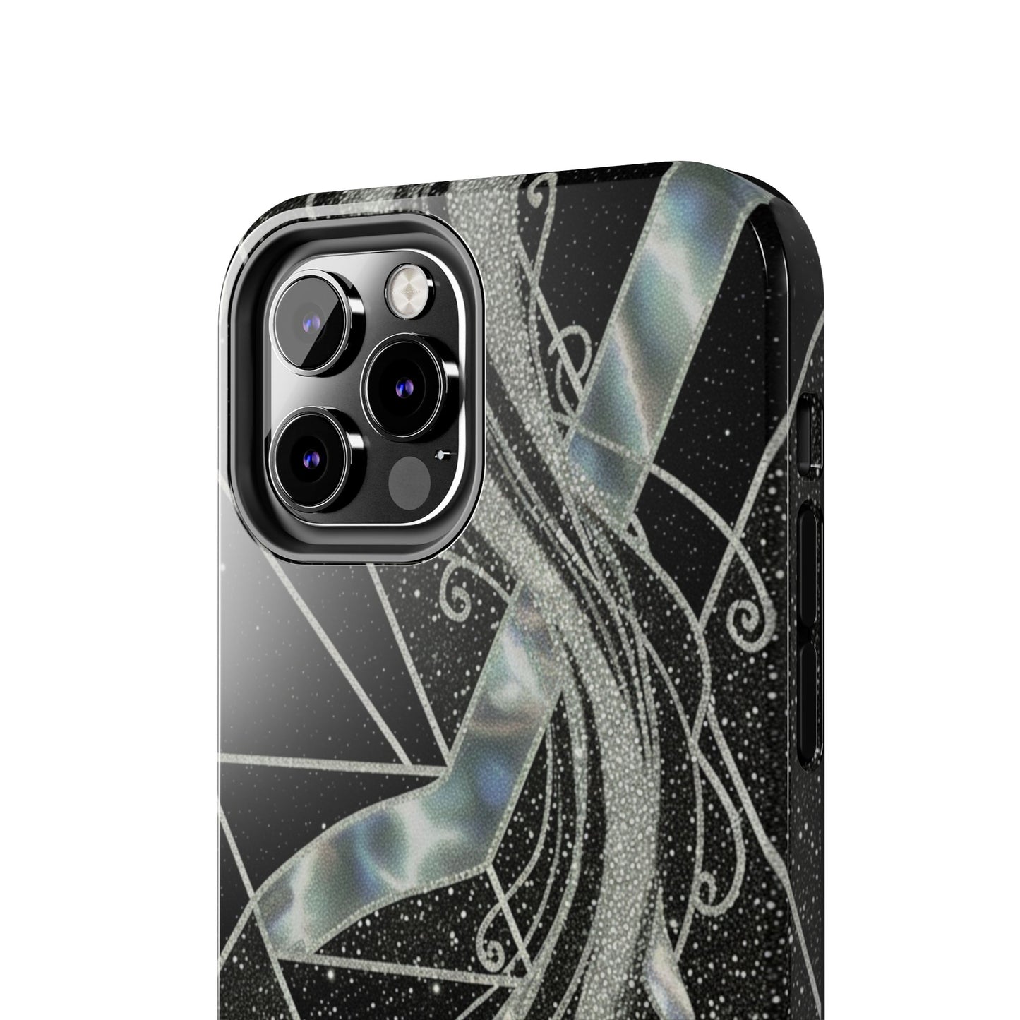 Geometry Tough Phone Case — Iridescent Ribbon on Black Celestial Background