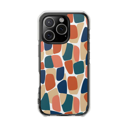 Clear Magnetic Phone Case — Abstract Color Block Protective Case