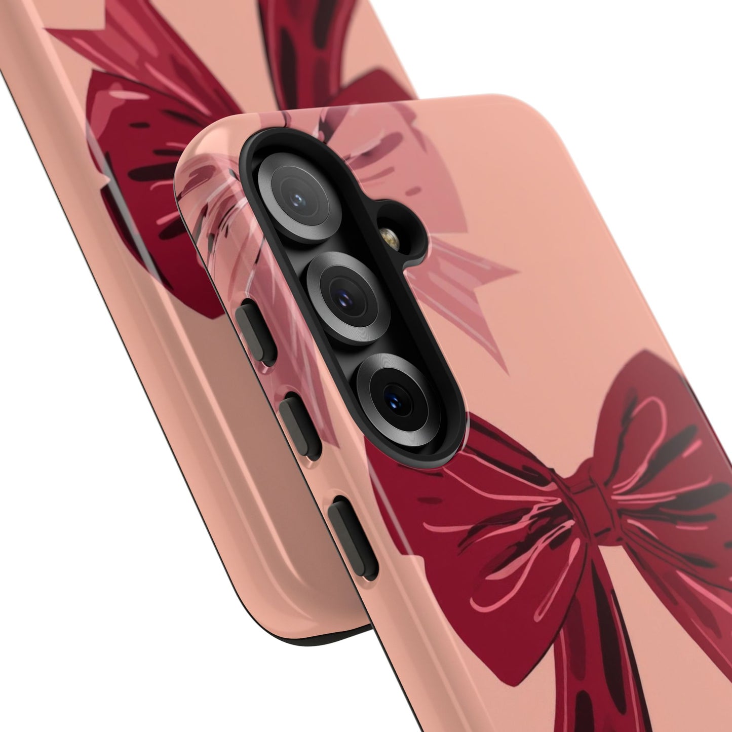 Bow Pattern Tough Phone Case — Pink, Red & Black Decorative Bows