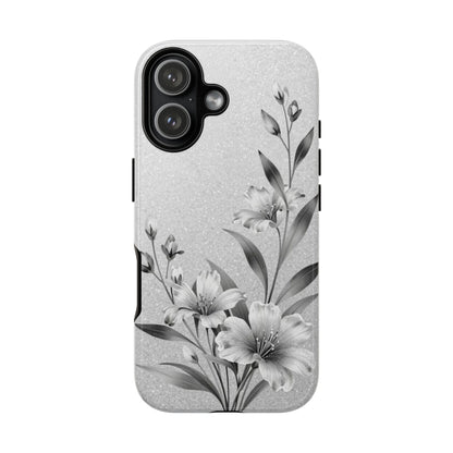 Floral Monochrome Phone Case — Elegant Black & White Lily Design