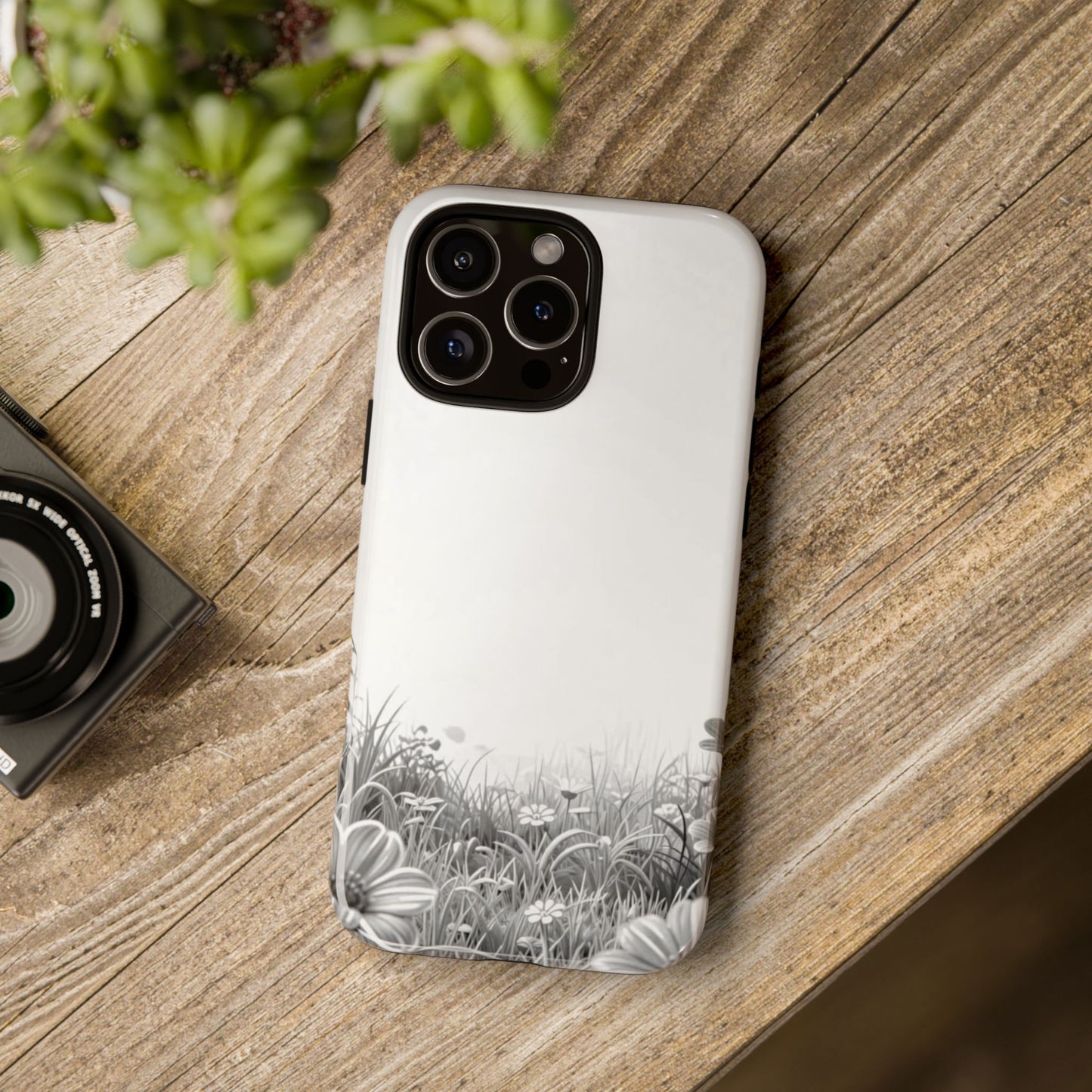 Butterfly Floral Tough Phone Case – Monochrome Garden Protection