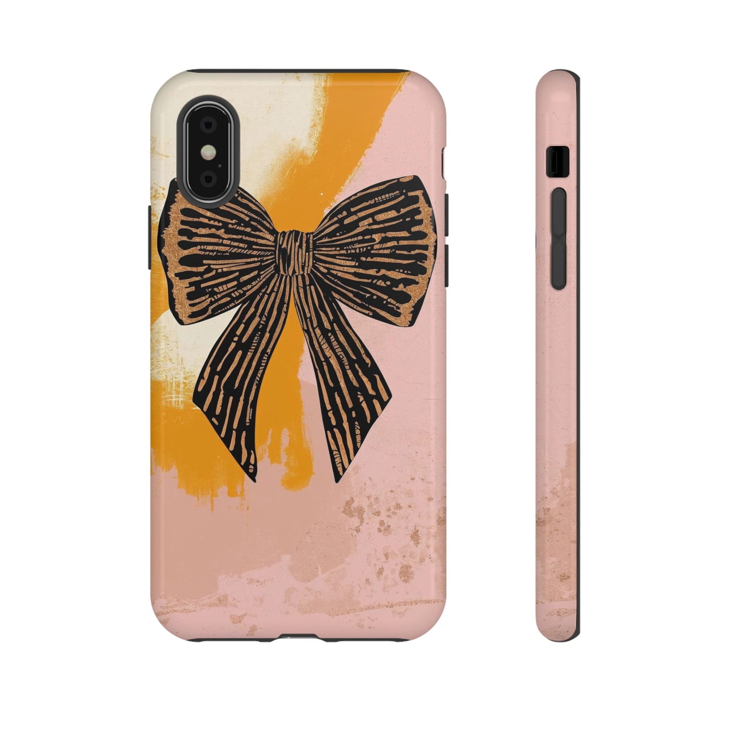 Bow Brushstroke Tough Phone Case — Pink & Mustard
