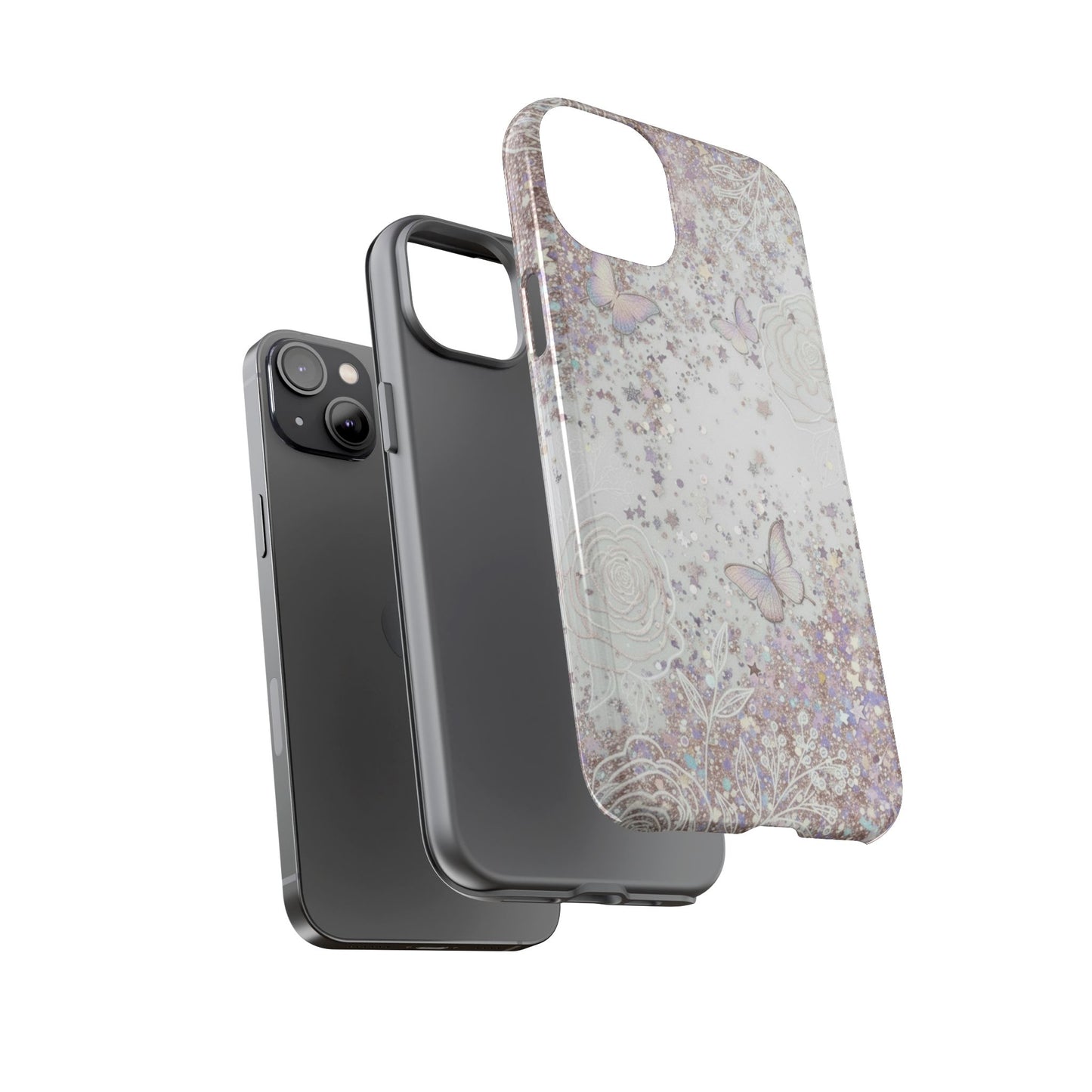 Butterfly Glitter Tough Phone Case — Floral Sparkle Protective Case