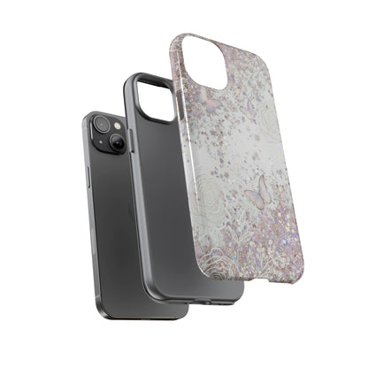 Butterfly Glitter Tough Phone Case — Floral Sparkle Protective Case