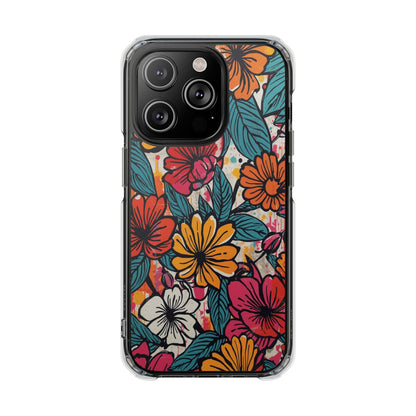 Clear Magnetic Phone Case — Colorful Floral Impact Protection