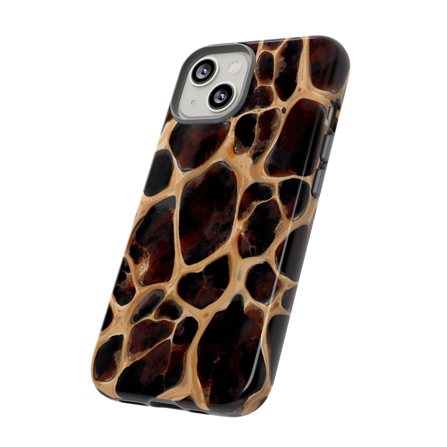 Phone Case — Brown Leather Dot Texture Rugged Protective Cover