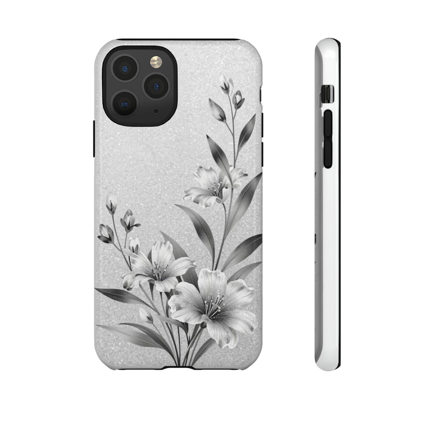 Floral Monochrome Phone Case — Elegant Black & White Lily Design