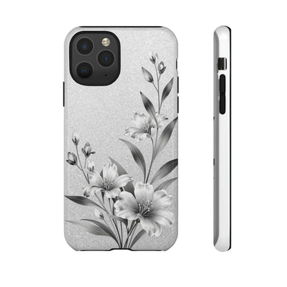 Floral Monochrome Phone Case — Elegant Black & White Lily Design