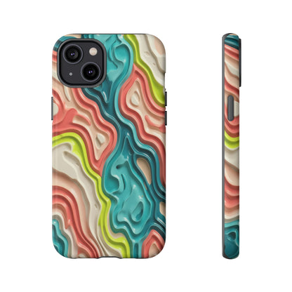 Abstract Contour Phone Case — Colorful Topographic Pattern Tough Case