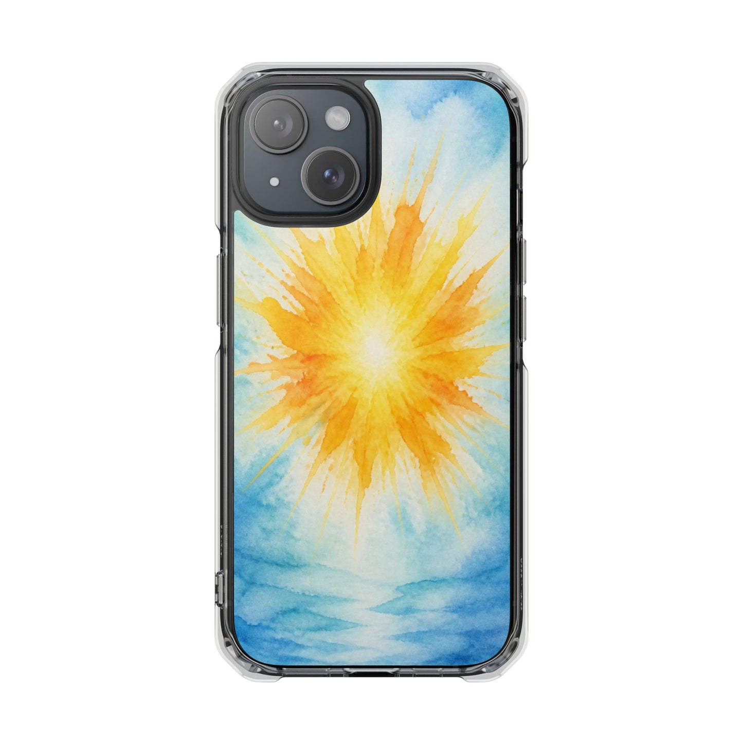 Clear Magnetic Phone Case — Sunshine Watercolor Design