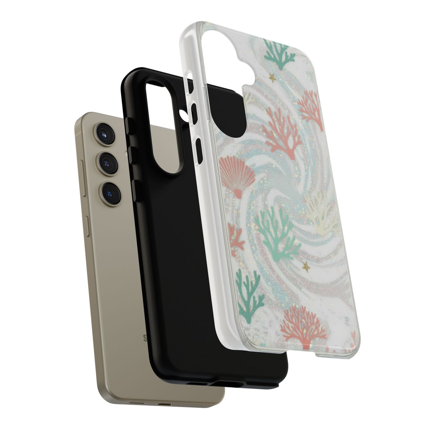 Seafoam Coral Tough Phone Case - Pastel Ocean Wave Design