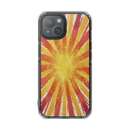 Clear Magnetic Phone Case — Retro Sunburst Design