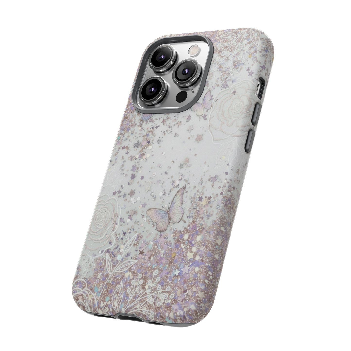 Butterfly Glitter Tough Phone Case — Floral Sparkle Protective Case