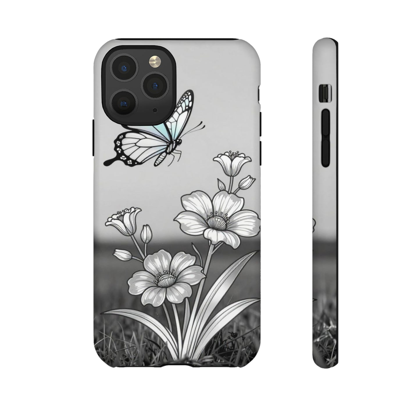 Butterfly & Wildflower Tough Phone Case — Durable Floral Phone Cover