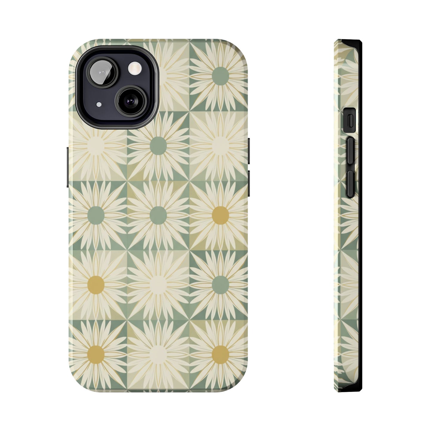 Retro Daisy Tough Phone Case — Vintage Floral Protective Cover for iPhone