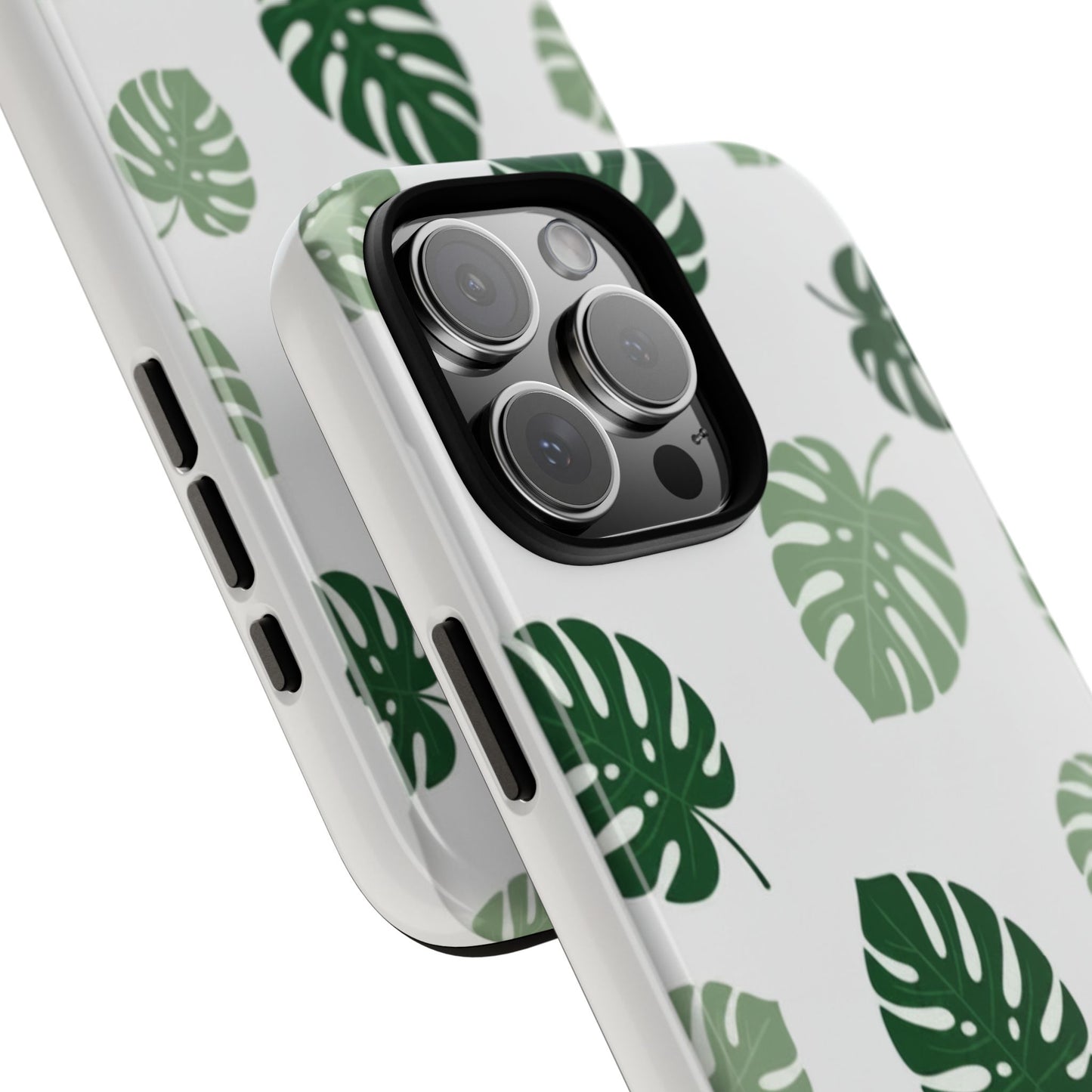 Monstera Leaf Tough Phone Case – Tropical Green Palm Pattern Protective Cover