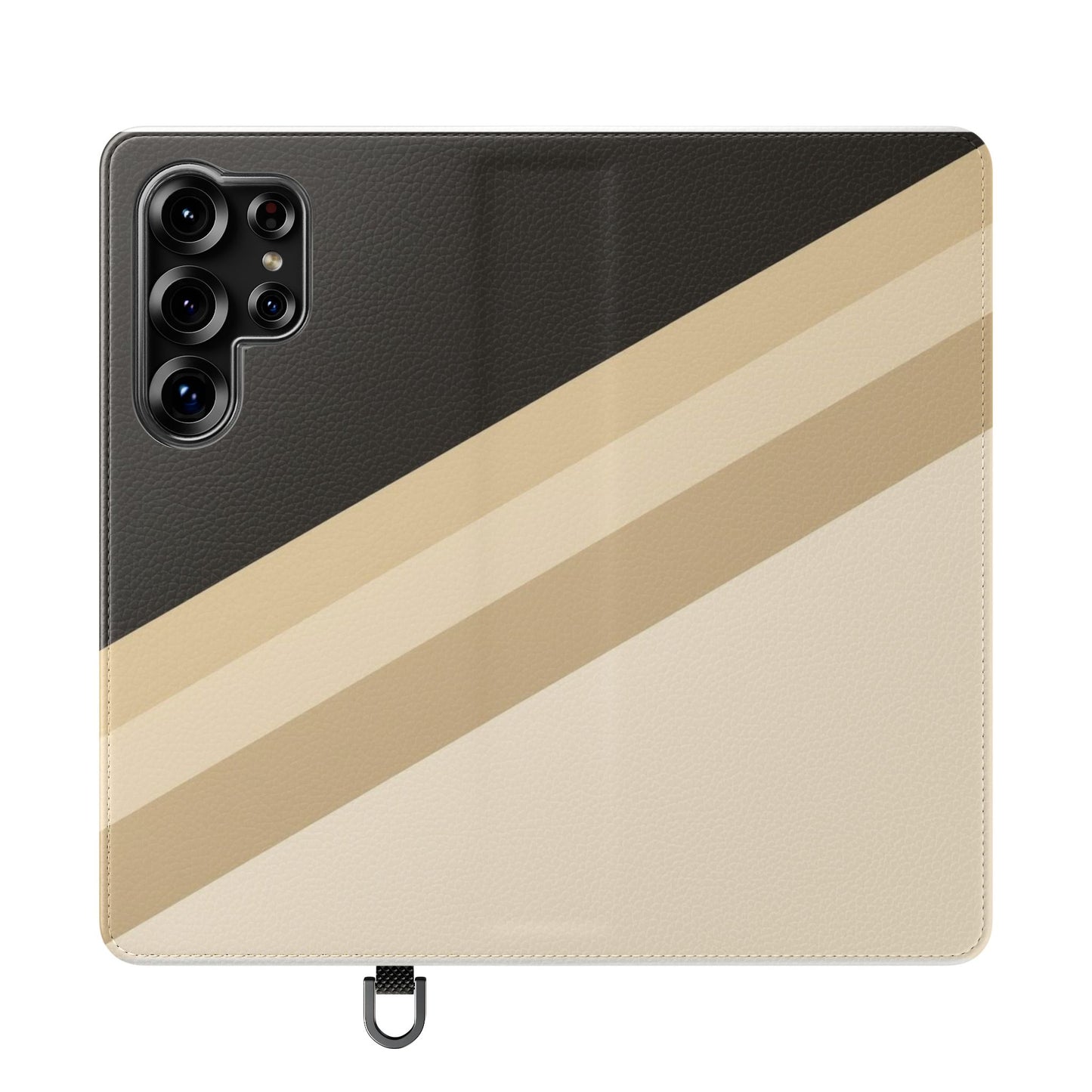 Retro Neutral Stripe Flip Phone Case — Wallet Folio with Card Slots