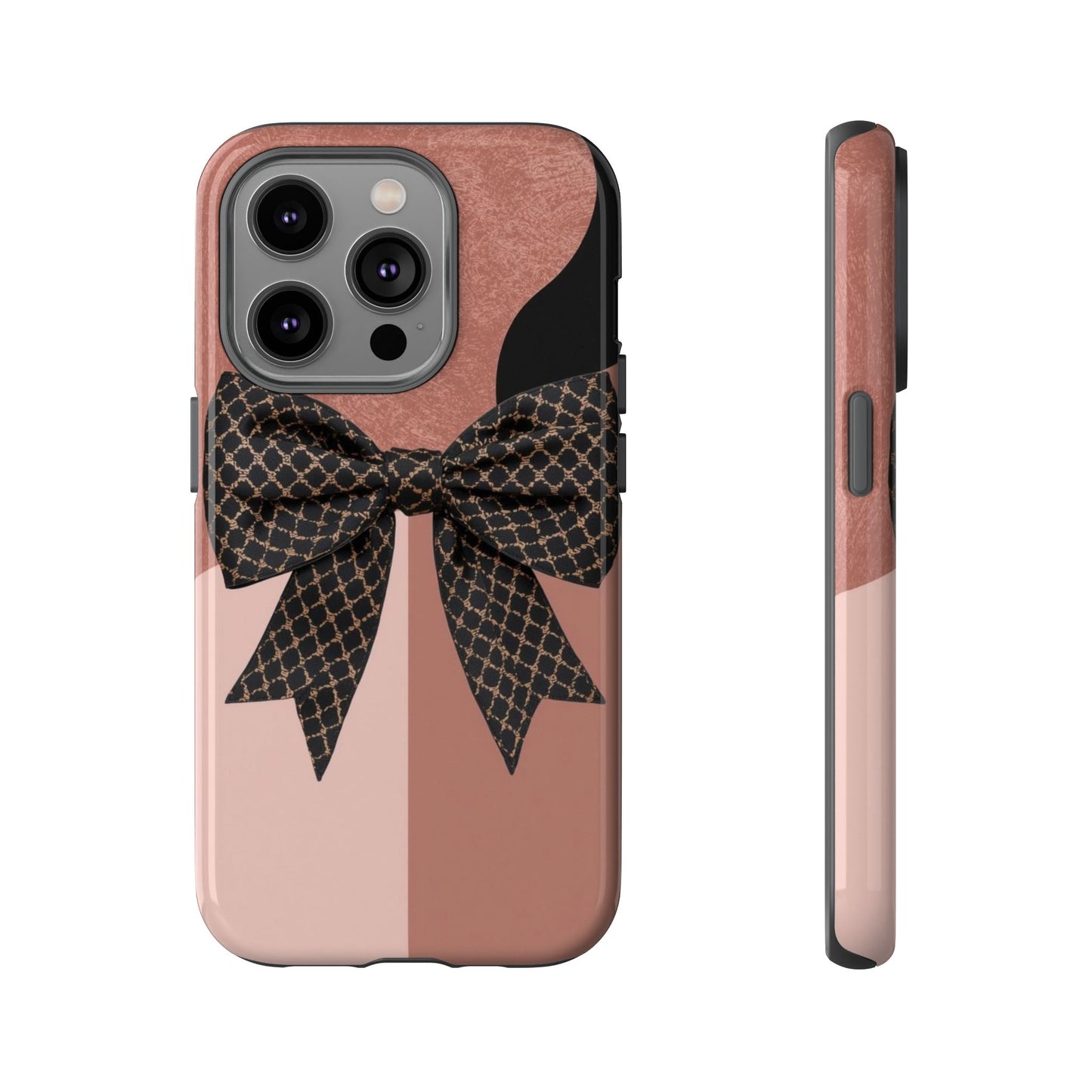 Bow Stripe Tough Phone Case – Pink Mauve Protective Cover