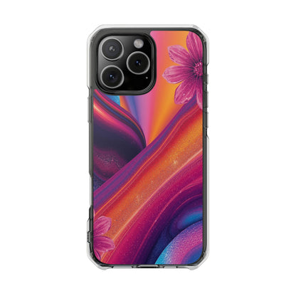 Clear Magnetic Impact Phone Case — Colorful Floral Design