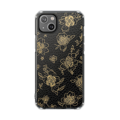 Clear Magnetic Impact Phone Case — Gold Floral Overlay