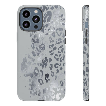 Gray Leopard Print Tough Phone Case