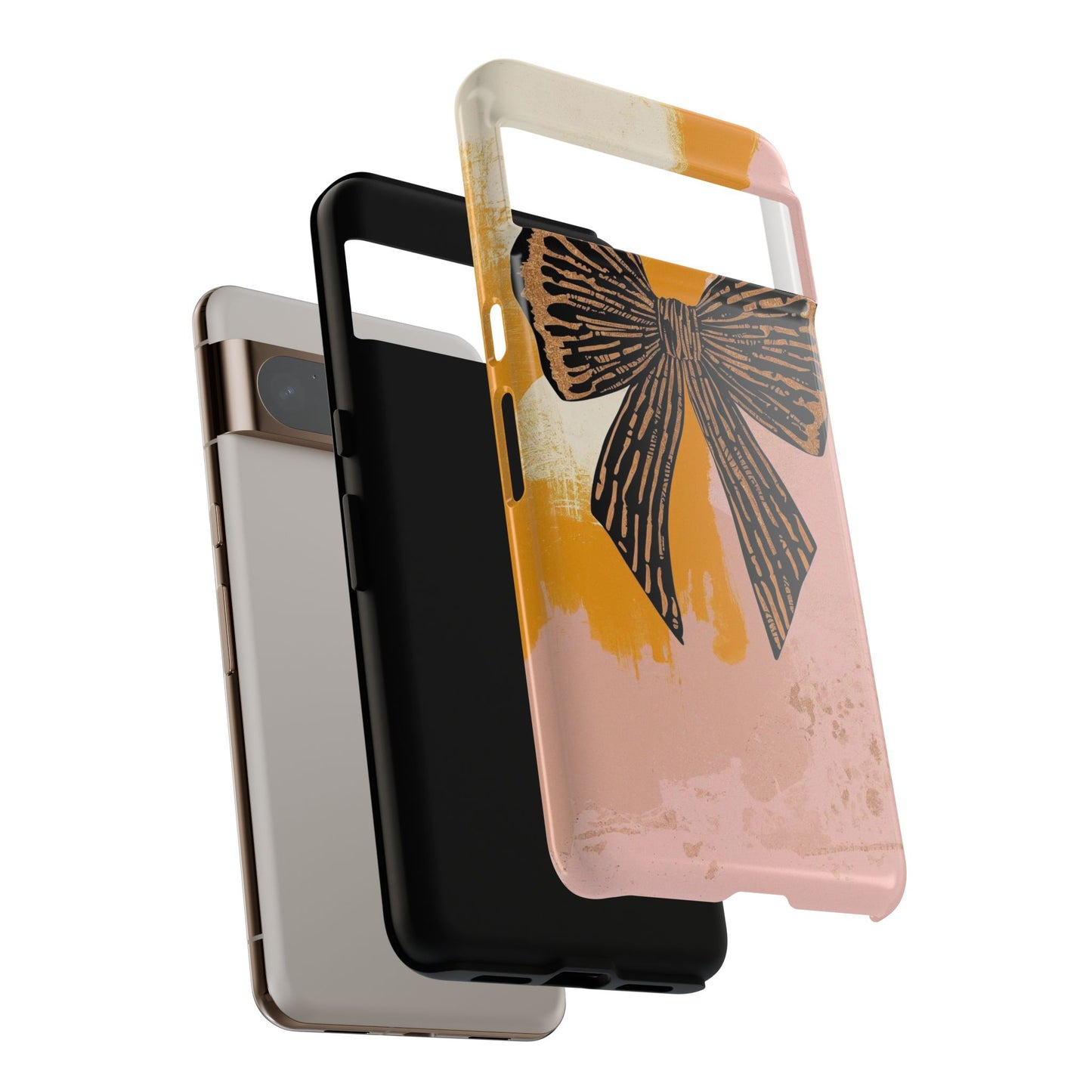 Bow Brushstroke Tough Phone Case — Pink & Mustard