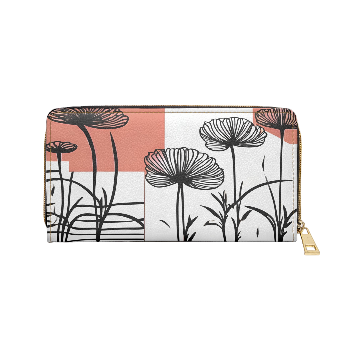 Women's Coastal Floral Wallet - Abstract Zippered Wallet