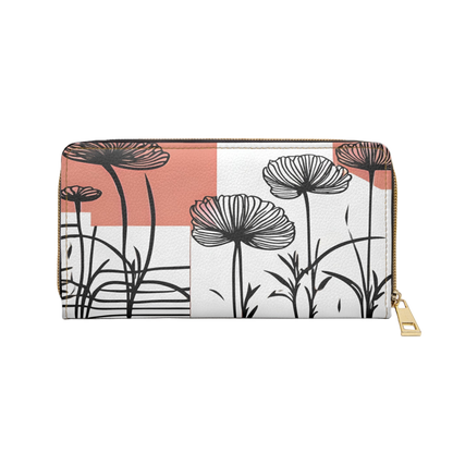 Women's Coastal Floral Wallet - Abstract Zippered Wallet