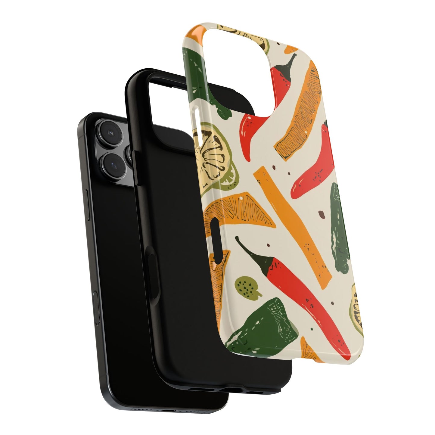 Spicy Peppers Phone Case – Colorful Chili, Lime & Citrus Pattern