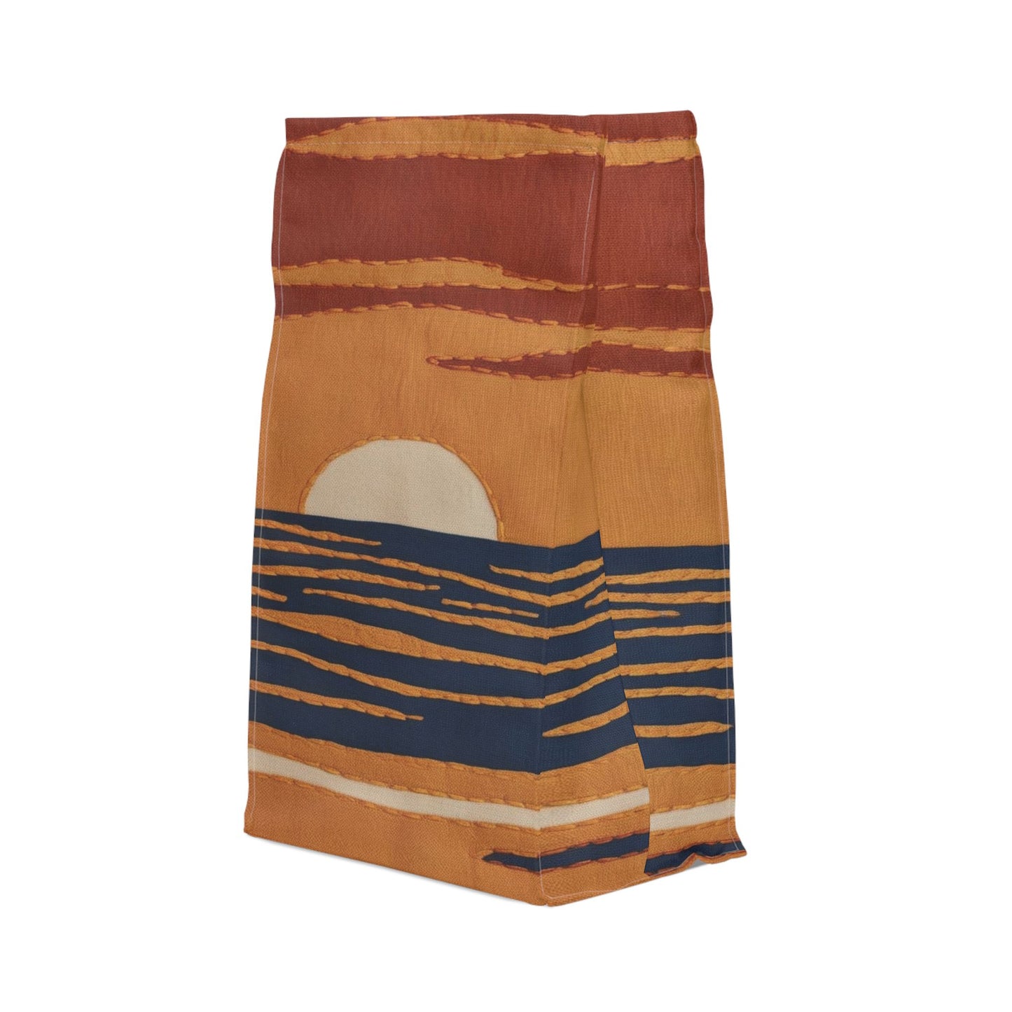 Sunset Ocean Print, Polyester Lunch Bag, Eco-Friendly, Beach Day Essentials, Picnic, Back to School, Vibrant Summer Vibe