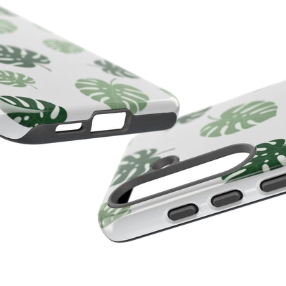 Monstera Leaf Tough Phone Case – Tropical Green Palm Pattern Protective Cover