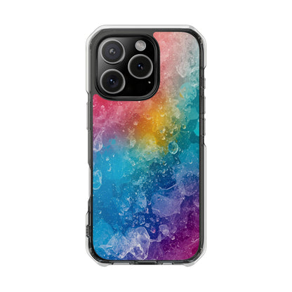Clear Magnetic Phone Case — Rainbow Crystal Watercolor Impact Protective Cover