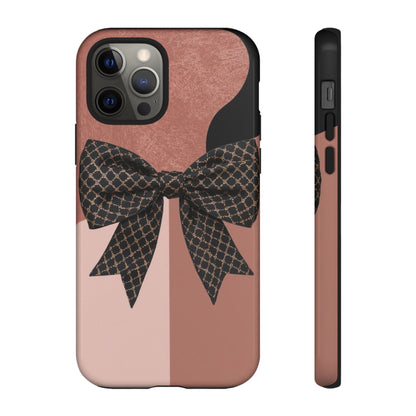 Bow Stripe Tough Phone Case – Pink Mauve Protective Cover