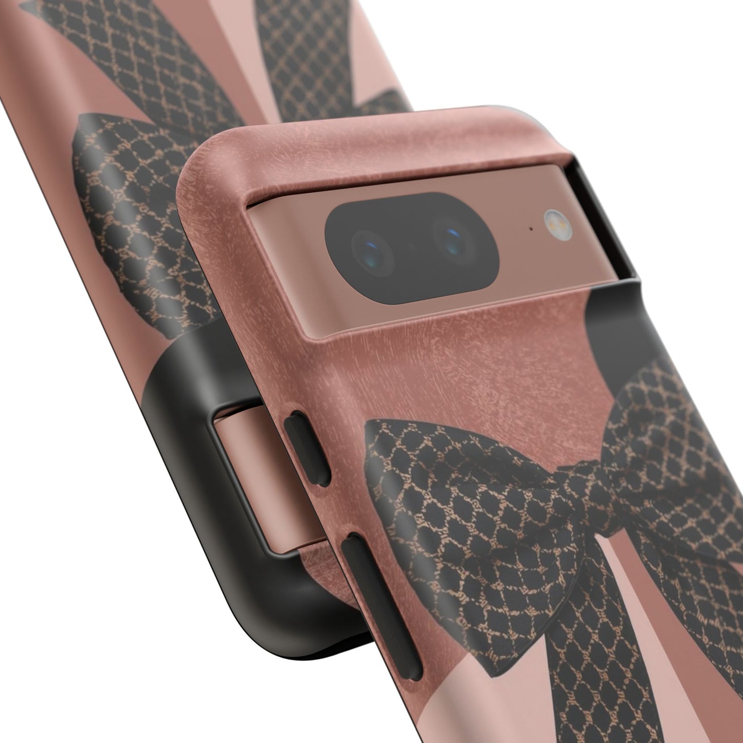 Bow Stripe Tough Phone Case – Pink Mauve Protective Cover