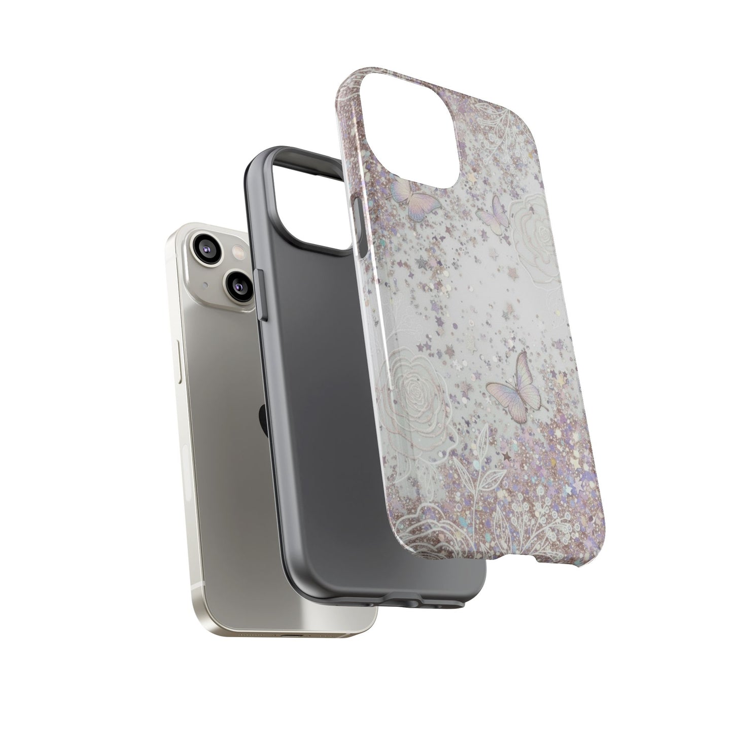 Butterfly Glitter Tough Phone Case — Floral Sparkle Protective Case