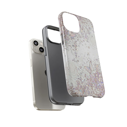 Butterfly Glitter Tough Phone Case — Floral Sparkle Protective Case