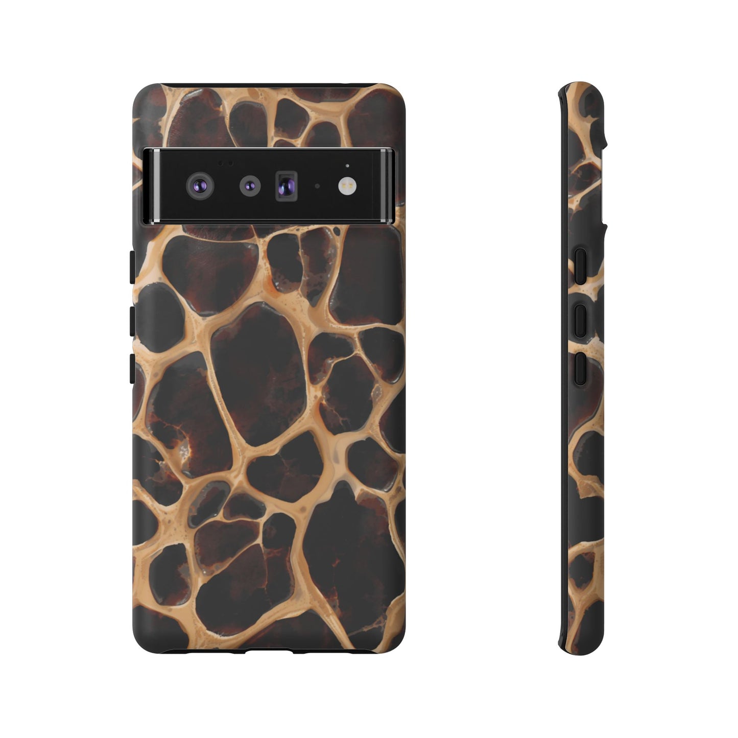 Phone Case — Brown Leather Dot Texture Rugged Protective Cover