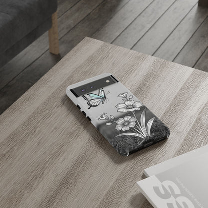 Butterfly & Wildflower Tough Phone Case — Durable Floral Phone Cover