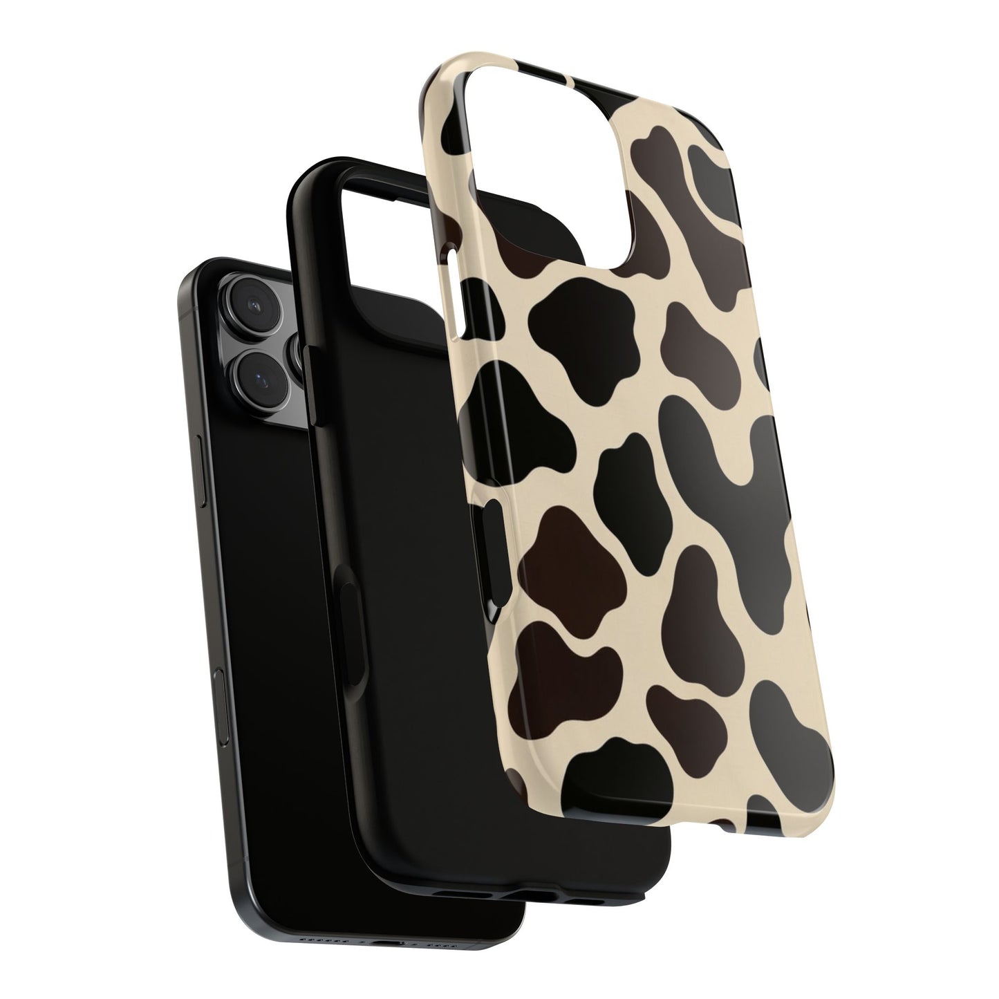 Cow Print Phone Case — Black & Cream Protective  Case