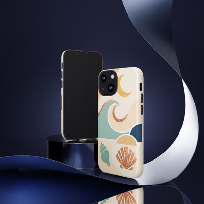 Sea Breeze Tough Phone Case — Retro Waves & Shells Design