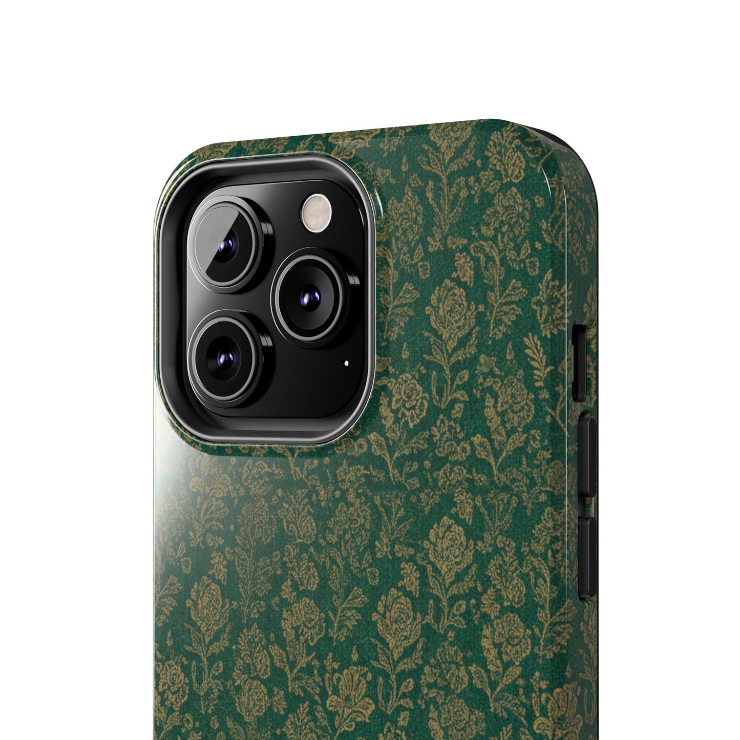 Vintage Floral Tough Phone Case — Green Damask Protective Cover