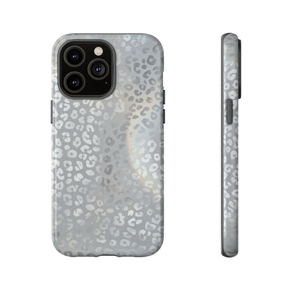 Grey Leopard Print Tough Phone Case — Durable Protective iPhone Cover