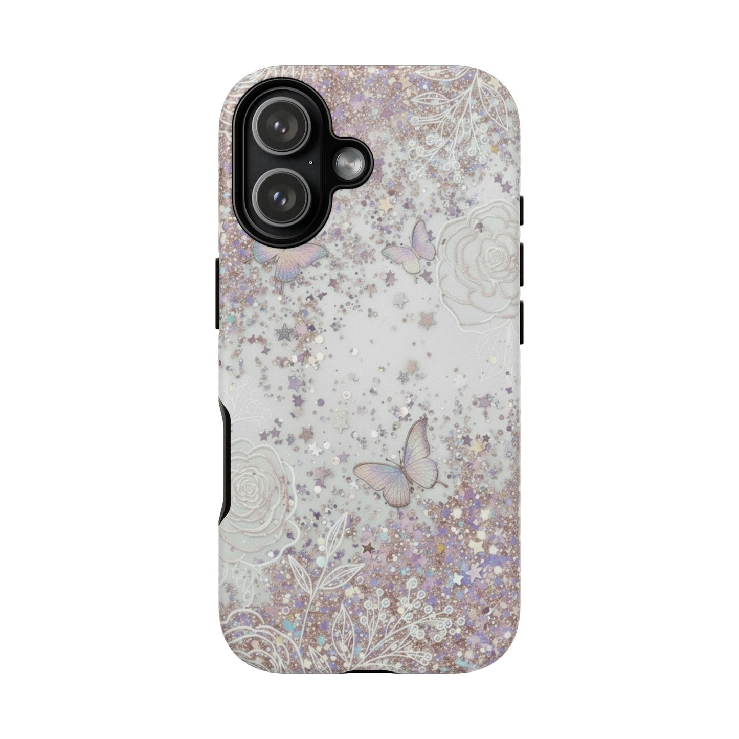 Butterfly Glitter Tough Phone Case — Floral Sparkle Protective Case