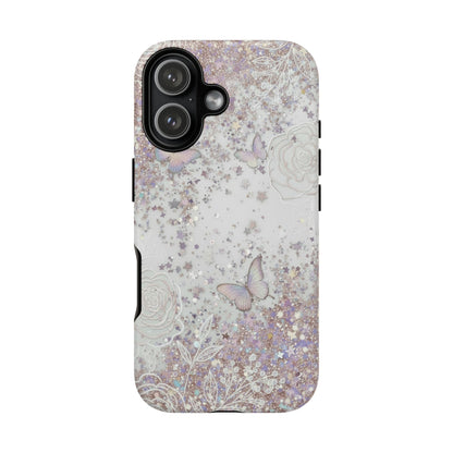 Butterfly Glitter Tough Phone Case — Floral Sparkle Protective Case