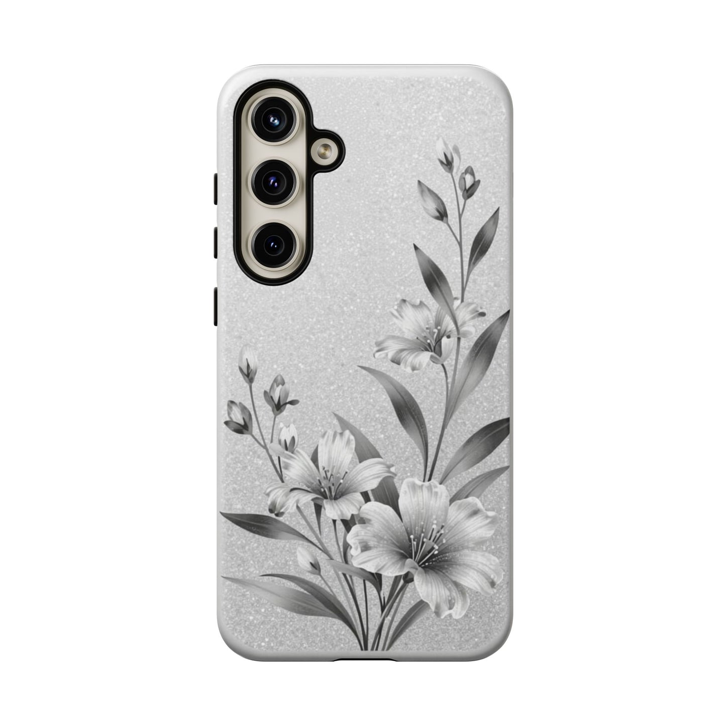 Floral Monochrome Phone Case — Elegant Black & White Lily Design