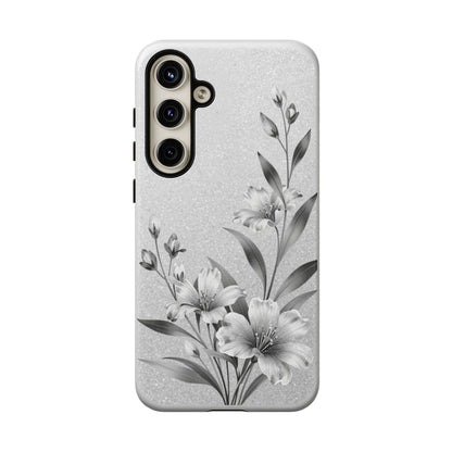 Floral Monochrome Phone Case — Elegant Black & White Lily Design