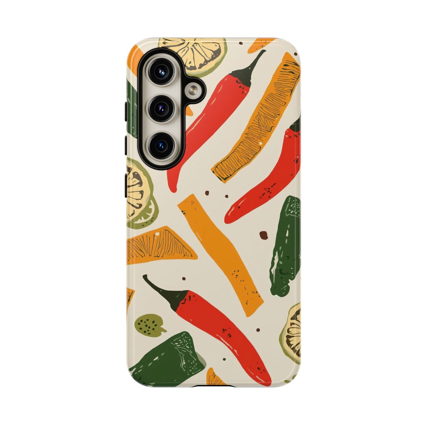 Spicy Peppers Phone Case – Colorful Chili, Lime & Citrus Pattern