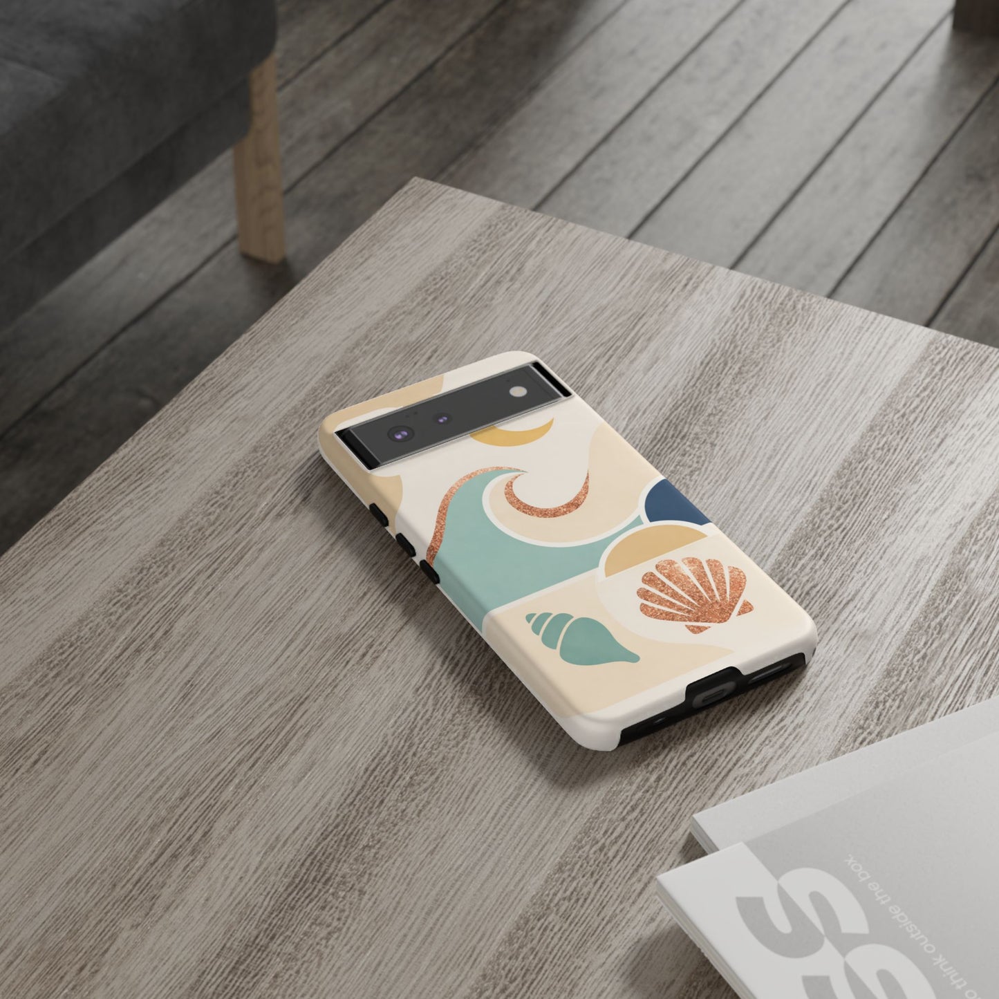 Sea Breeze Tough Phone Case — Retro Waves & Shells Design