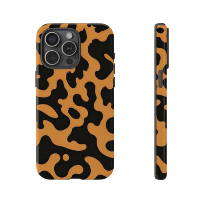 Leopard Print Phone Case — Orange & Black Tough Pattern Protective Cover